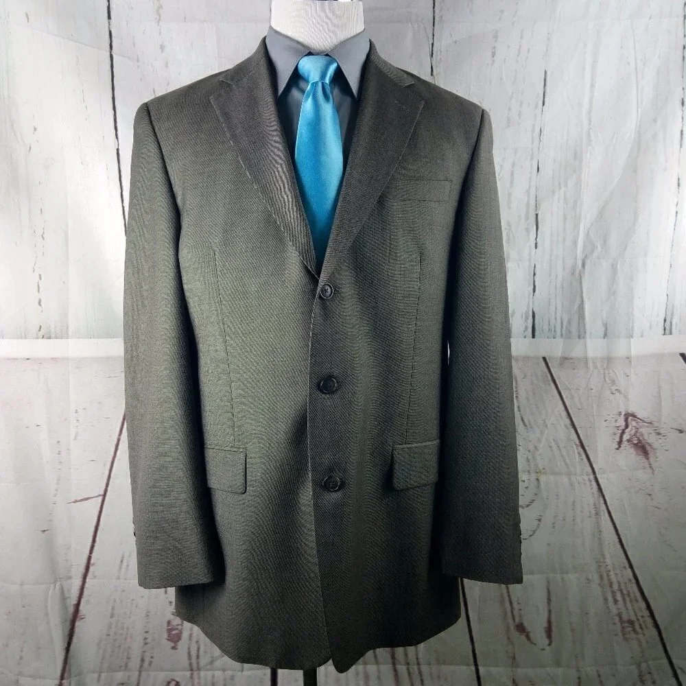 Stafford 42L Wool 3 Button Brown Birdseye Suit Blazer Jacket